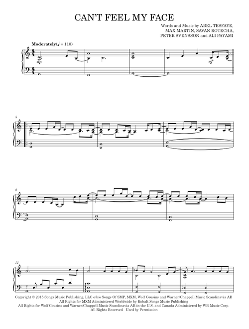 Can't Feel My Face - The Weeknd (Piano Solo)