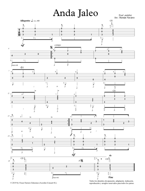 Anda Jaleo (Arr. José Hernán Navarro Sánchez) (Guitar Tab)