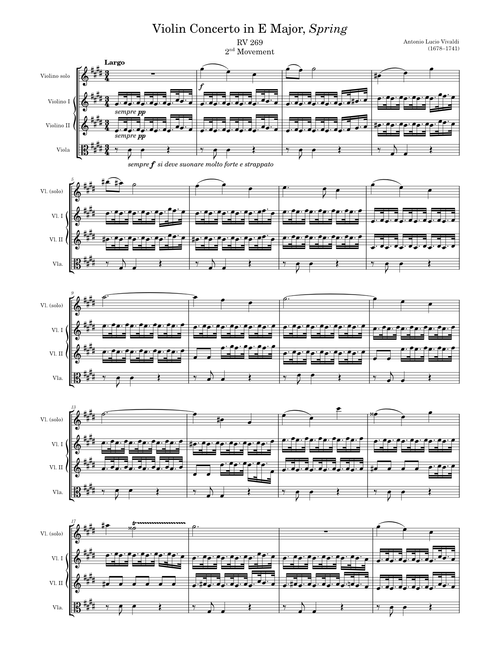 Violin Concerto in E Major RV 269, 2nd Movement – Vivaldi