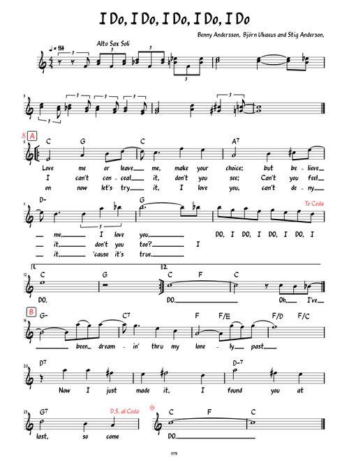 I Do, I Do, I Do, I Do, I Do (Lead sheet with chords )