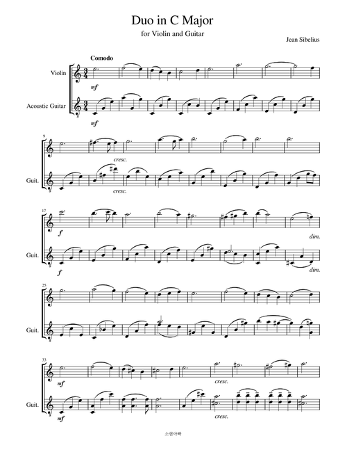 Duo in C Major with violin and viola – Jean Sibelius