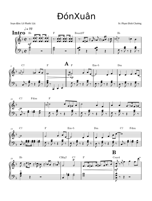 Đón Xuân - Piano solo – Lê Phước Lộc