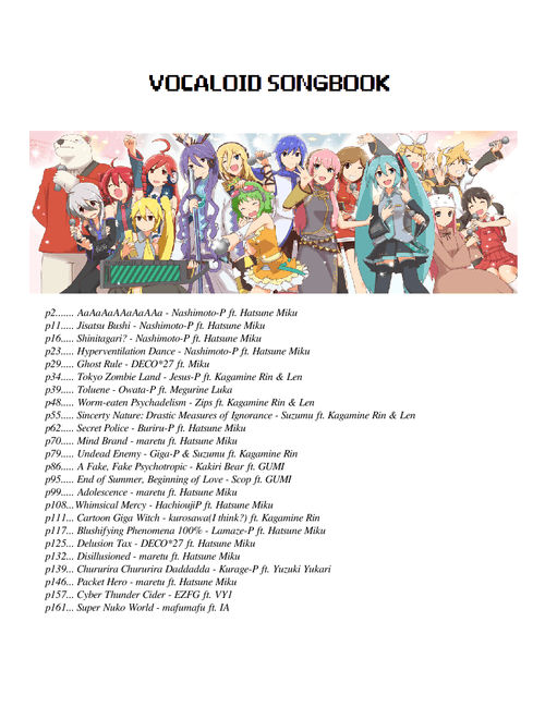 VOCALOID SONGBOOK [about 24 songs so far]