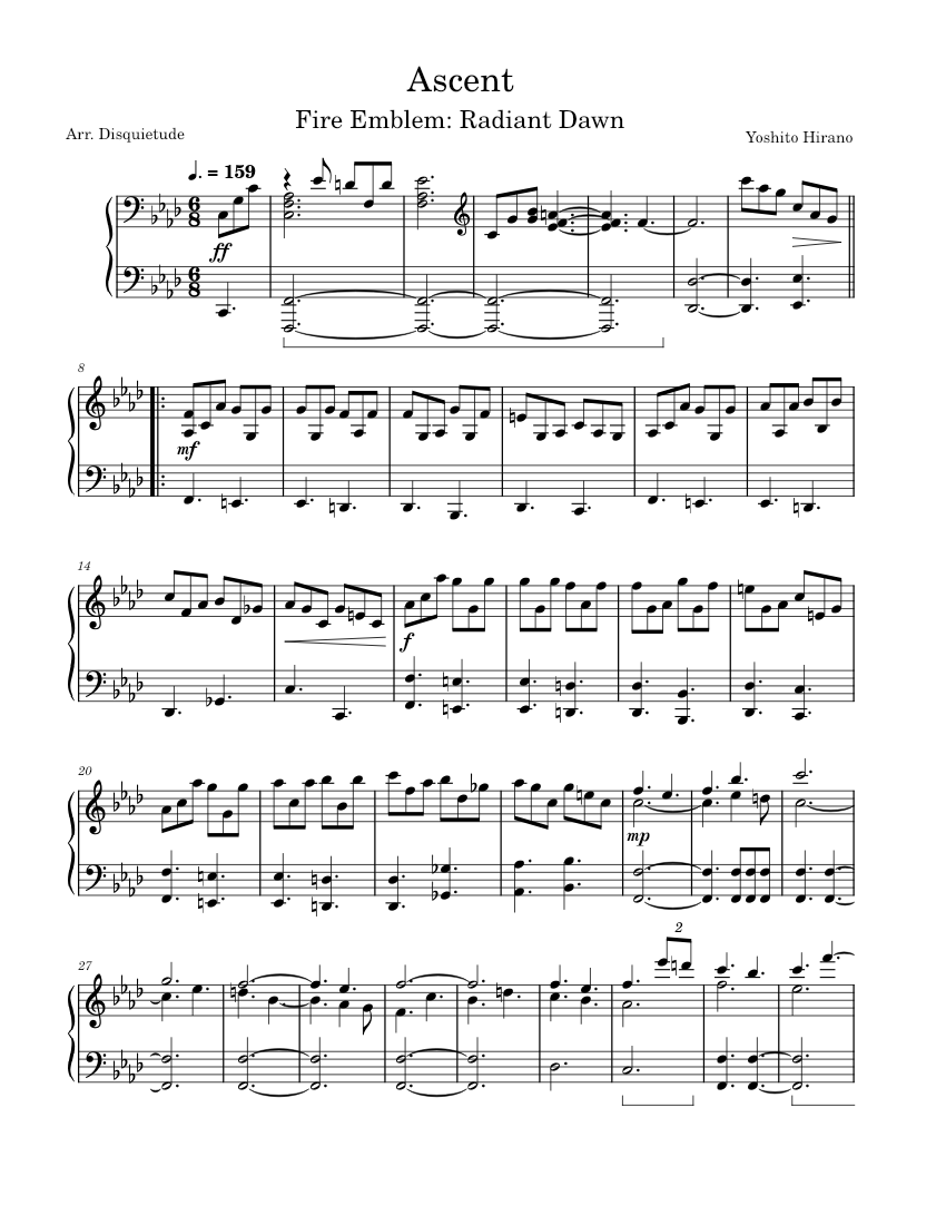 Ascent - Fire Emblem: Radiant Dawn Sheet music for Piano