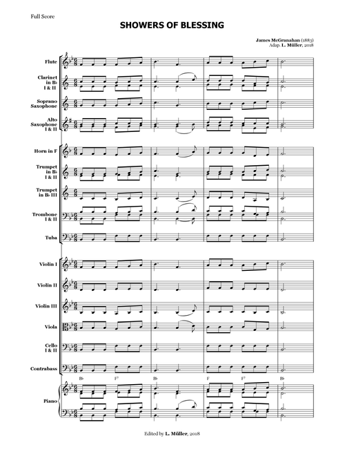 Showers of Blessing - for Beginner Orchestra. (with chords) (Arr. L. Müller) - James McGranahan (Large Ensemble)