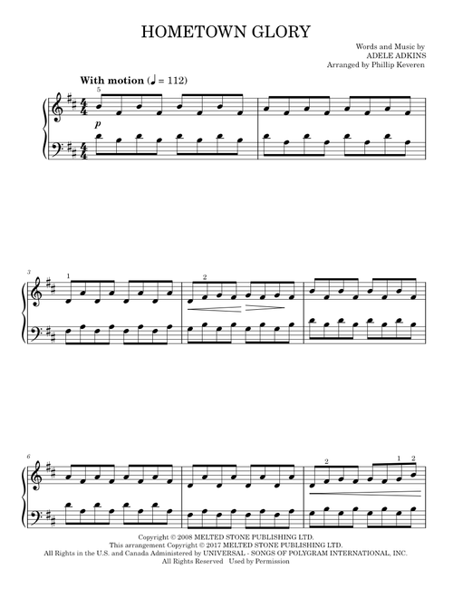 Hometown Glory [Classical version] (arr. Phillip Keveren) - Adele (Easy Piano)