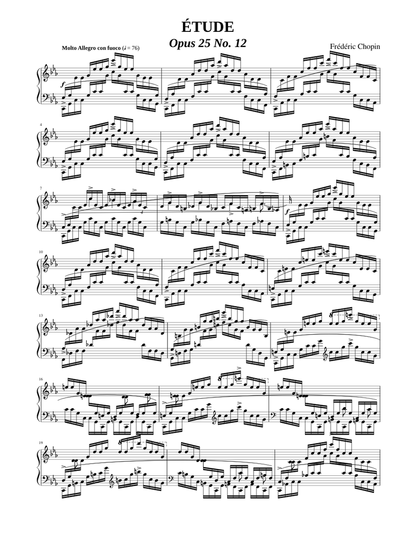 Études, Op.25 Frédéric Chopin Op.25 No.12 (Ocean) Sheet music for