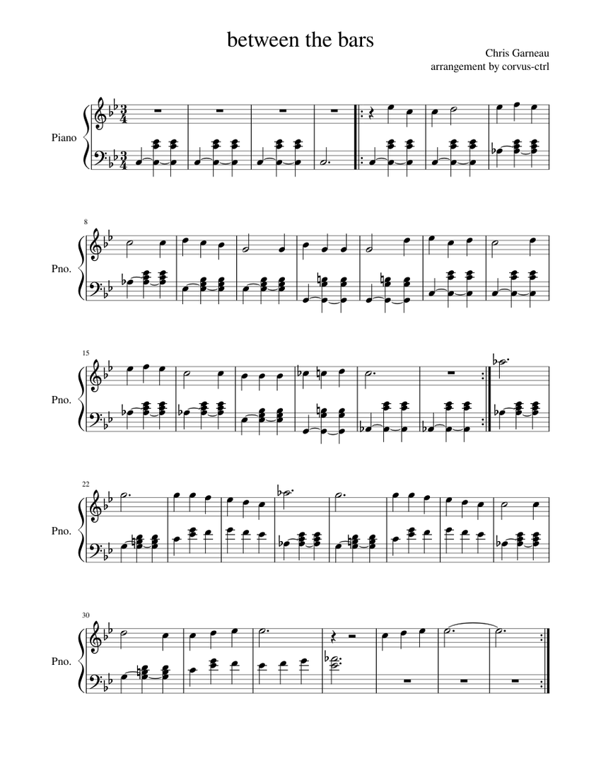 Between the bars Sheet Music for Piano (Solo)