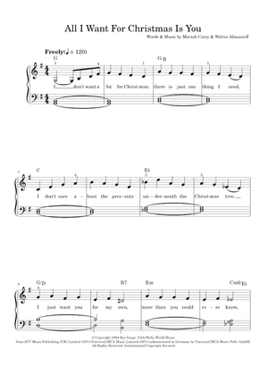 All I Want For Christmas Is You – Easy Piano Noten Von Mariah Carey, 8 Seiten, Für Klavier-Einsteiger