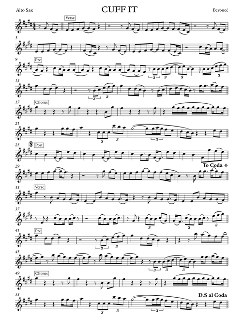 Cuff It (Arr. James Burwell) - Beyonce (Alto Sax Solo)
