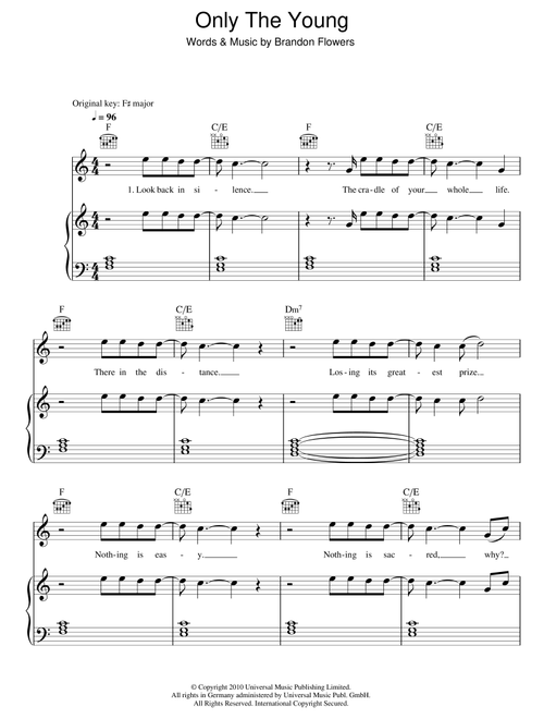 Only The Young - Brandon Flowers (Piano-Vocal-Guitar (Piano Accompaniment))
