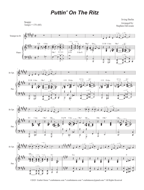 Puttin' On The Ritz (Bb-Trumpet solo and Piano) (Arr. Stephen DeCesare) (Trumpet and Piano)