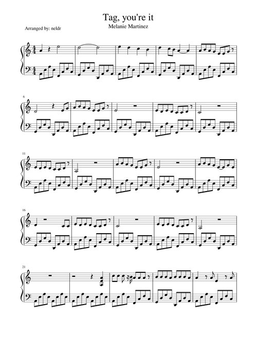 Tag, you're it - Melanie Martinez, Easy Piano Version