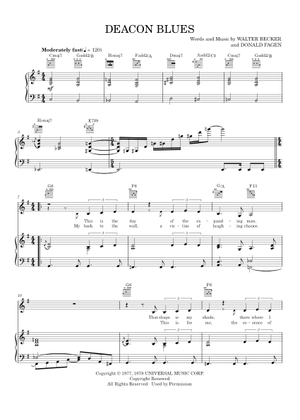 Deacon Blues - Steely Dan Sheet Music and Tab with Chords for Piano ...