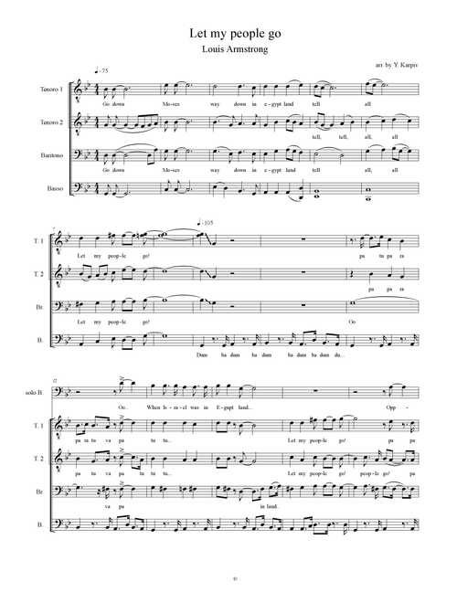 Go Down, Moses (Let my People Go) (Arr. Yaroslav Karpiv) - Louis Armstrong (Choral, TTBB)