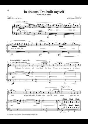 PETER GRIMES ブリテン ピアノヴォーカル譜 楽譜 Peter Grimes P. 66 Sheet Music for Piano, Soprano, Alto, Tenor