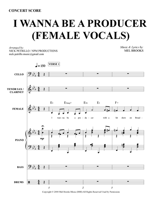 I Wanna Be A Producer (Arr. Nick Petrillo) - Mel Brooks (Small Ensemble)