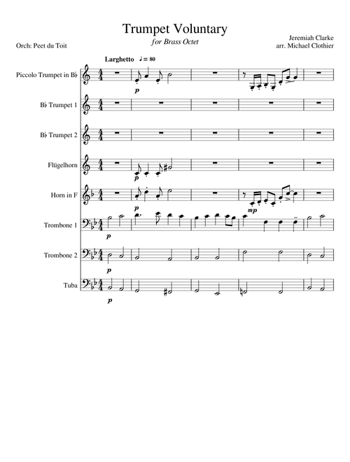 Trumpet Voluntary - J Clarke, arr. M Clothier (Brass Octet)