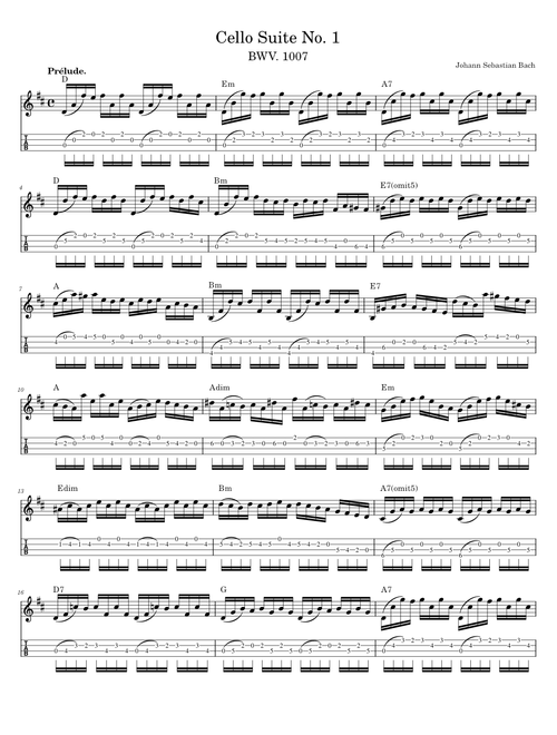 Cello Suite No 1 :: Prelude, for mandolin