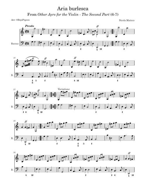 Other Ayrs for the Violin: The Second Part: Aria burlesca – Nicola Matteis