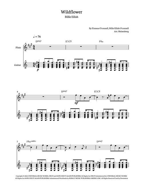 Wildflower (Arr. Heisenberg) - Billie Eilish (Instrumental Duet)