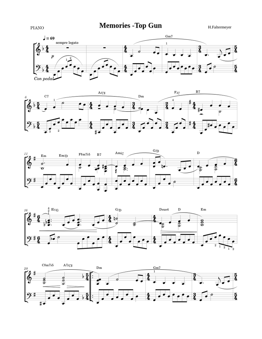 MemoriesTop Gunpiano Sheet music for Piano (Solo)