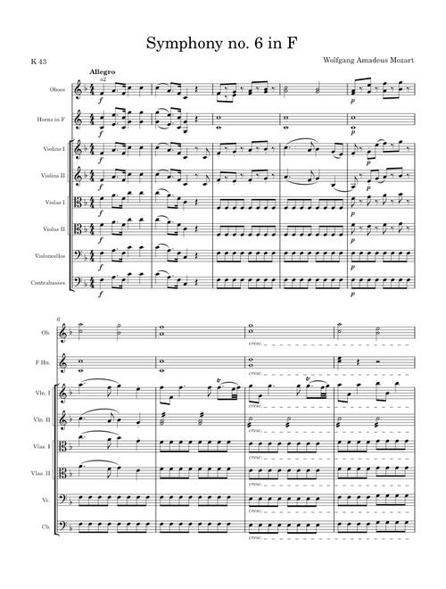 Symphony no. 6 in F K 43 - Wolfgang Amadeus Mozart