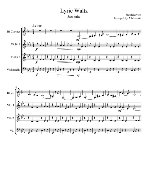 Lyric Waltz (from Jazz suite) – Dmitri Shostakovich Lyric Waltz (from suite for jazz orchestra) – Dmitri Shostakovich
