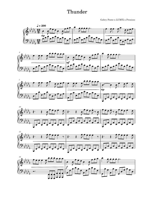 Thunder (Arr. Gabry Ponte /LUM!X /Prezioso) - Gabry Ponte; Lum!X; Prezioso (Piano Solo)