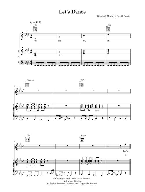 Let's Dance - David Bowie (Piano-Vocal-Guitar (Piano Accompaniment))