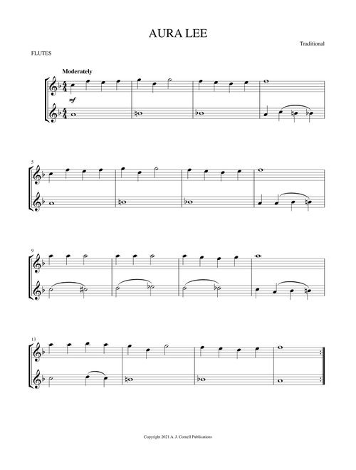 Aura Lee (Arr. Mark Phillips) - Traditional (Flute Duet)