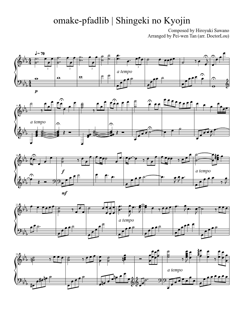 Omake-Pfadlib | Shingeki no Kyojin Sheet music for Piano (Solo) |  
