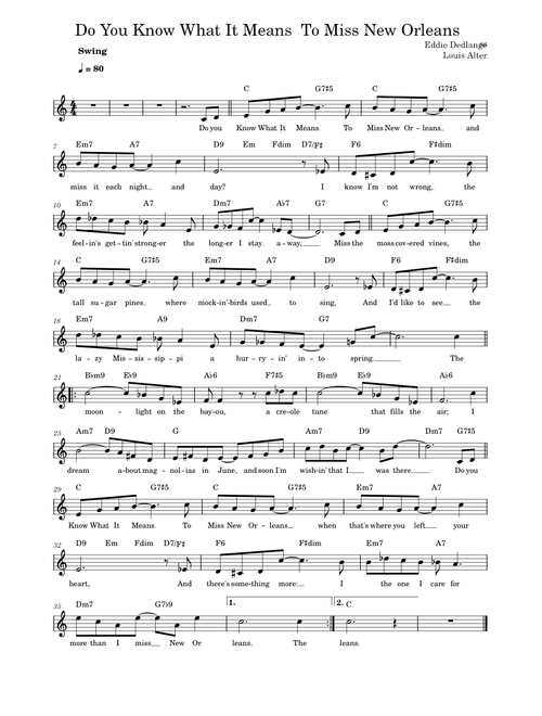 Do You Know What It Means To Miss New Orleans ( fakebook )