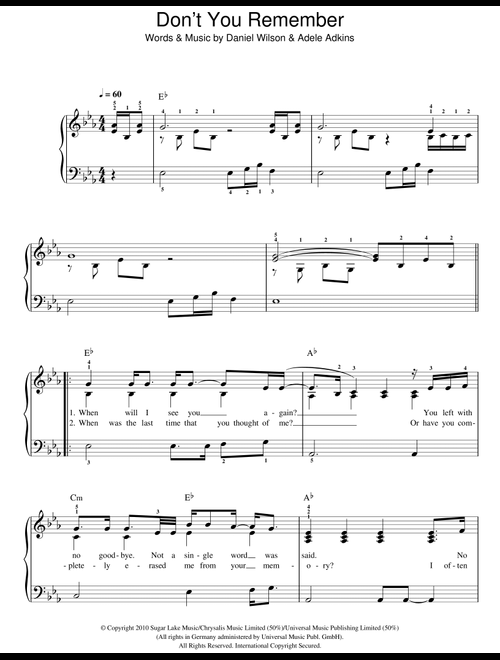 Don't You Remember - Adele (Easy Piano)
