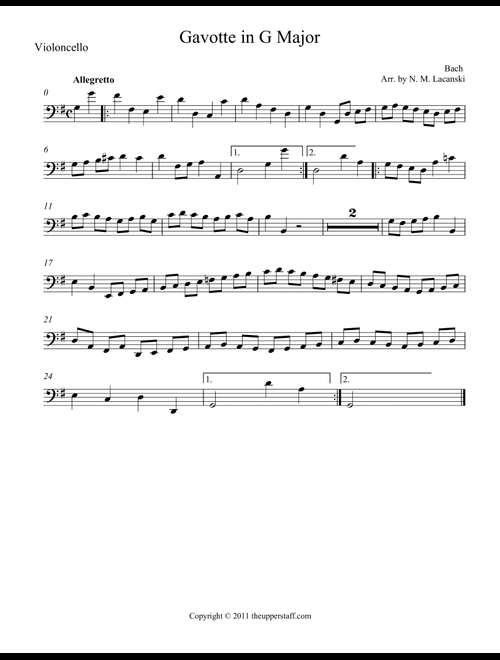 Gavotte in G Major (Arr. Nick Lacanski) - Bach, J. S. (String Ensemble)