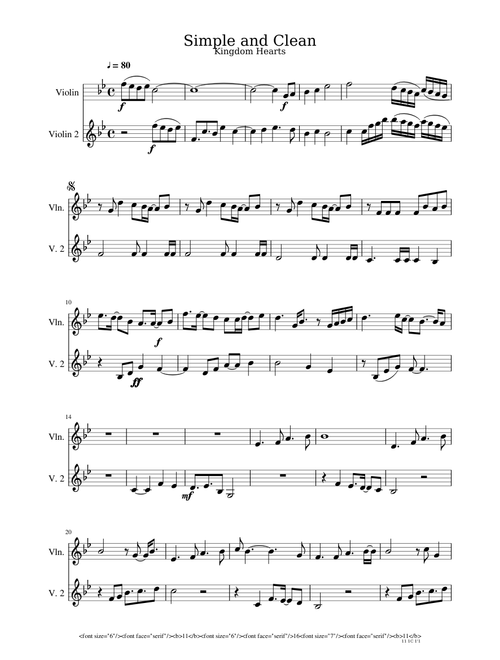 Hikari (Simple and Clean) - Violin Duet