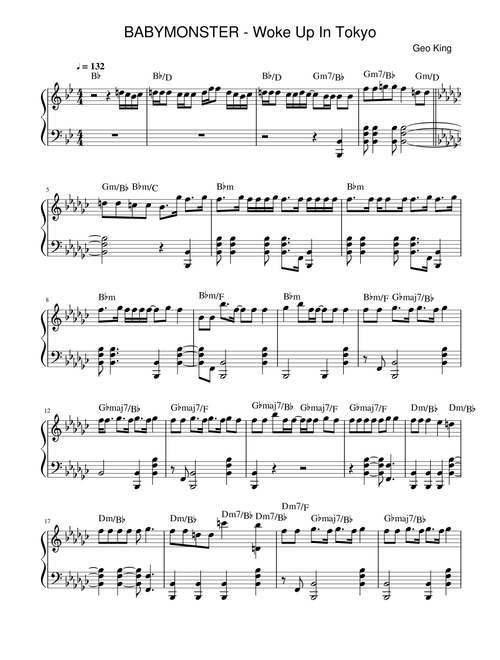 Woke Up In Tokyo (Arr. Gregory King) - BABYMONSTER (Easy Piano)