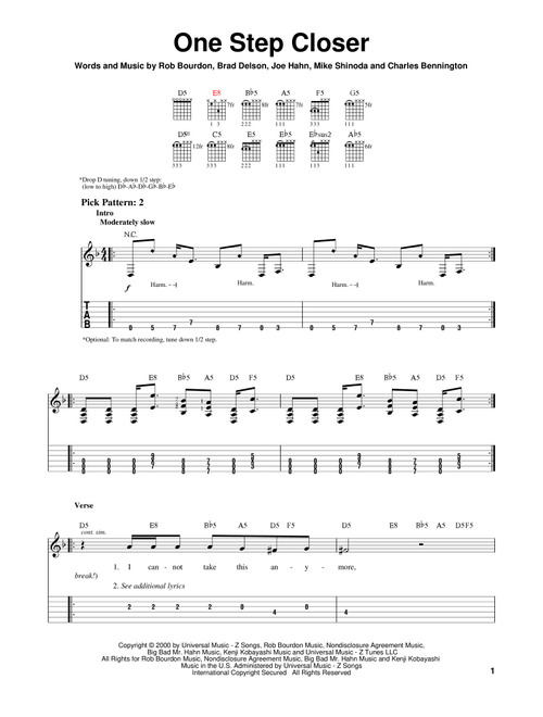 One Step Closer - Linkin Park (Easy Guitar with TAB)