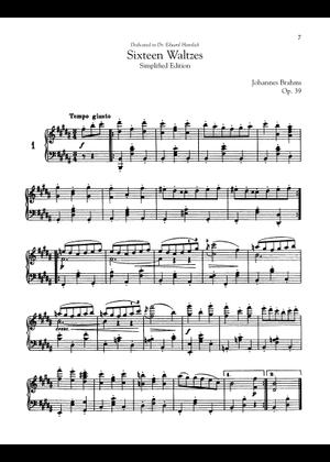 Waltz in D Minor, Op.39, No.9 – Johannes Brahms Sheet Music for