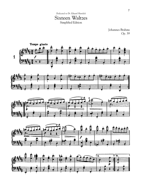 16 Waltzes, Op. 39 (Simplified Edition) - Johannes Brahms (Piano Solo)