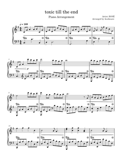 toxic till the end (Piano Arr.) - ROSÉ