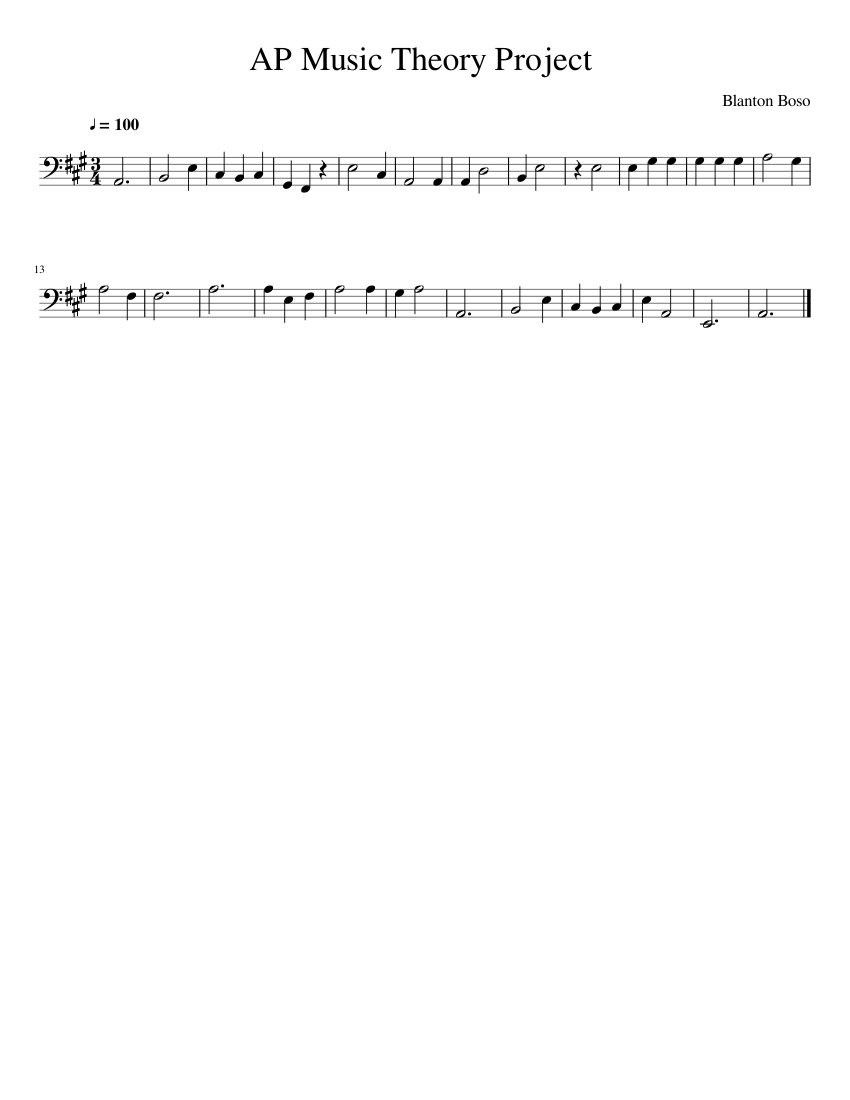AP Music Theory Final Project Sheet Music for Piano (Solo) easy ...