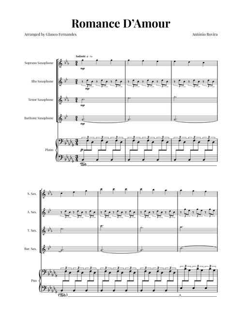 Spanish Romance (Romanza - Romance D'Amor) - Exclusive Sheet Music Arrangement (Arr. Glauco Fernandes) - Traditional (Woodwind Ensemble)