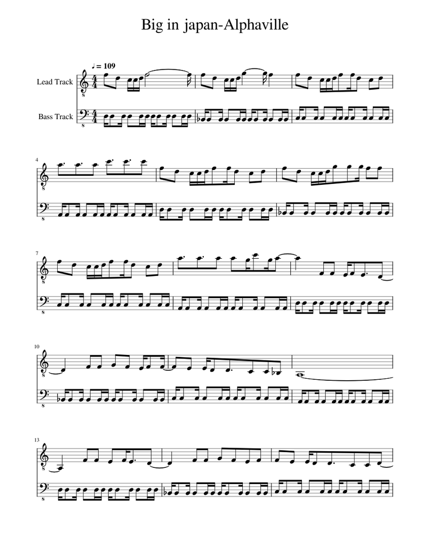 Alphaville Big In Japan V2 Sheet music for Guitar, Bass guitar (Mixed Duet)