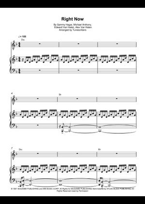 Play Official version of Right now Sheet Music by Van Halen for Piano, Vocals | MuseScore.com