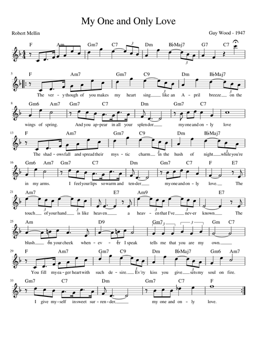 My One and Only Love (Leadsheet)