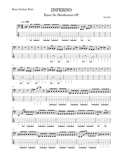 Inferno - Fire Force Op 1 – Mrs.Green Apple Bass Guitar Part
