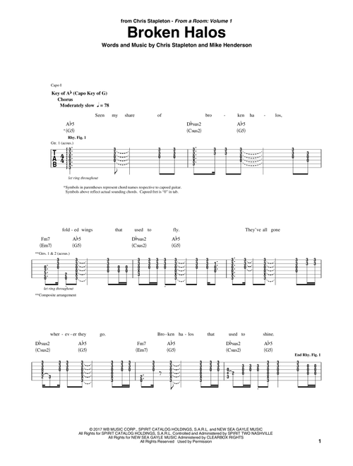 Broken Halos - Chris Stapleton (Guitar Rhythm Tab)