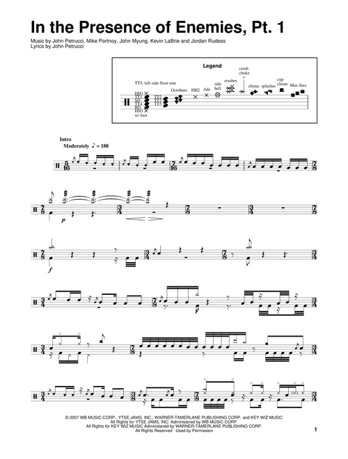 In The Presence Of Enemies - Part 1 - Dream Theater (Drum Transcription)