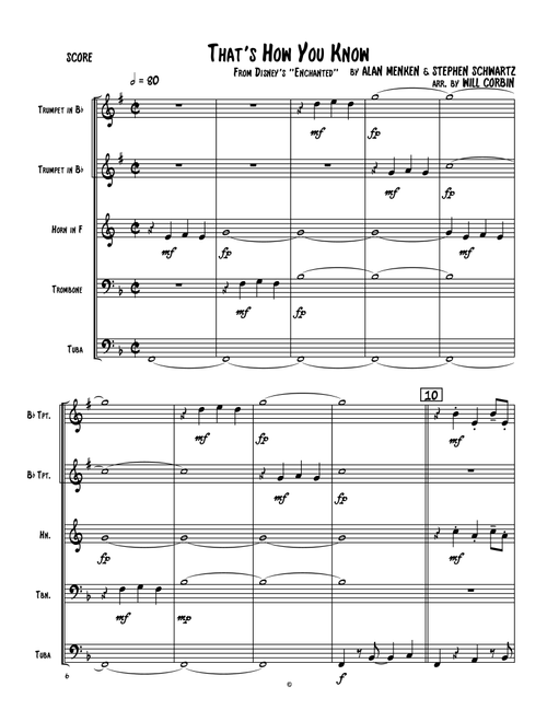 That's How You Know (Arr. Will Corbin) - Stephen Schwartz, Alan Menken (Brass Ensemble)